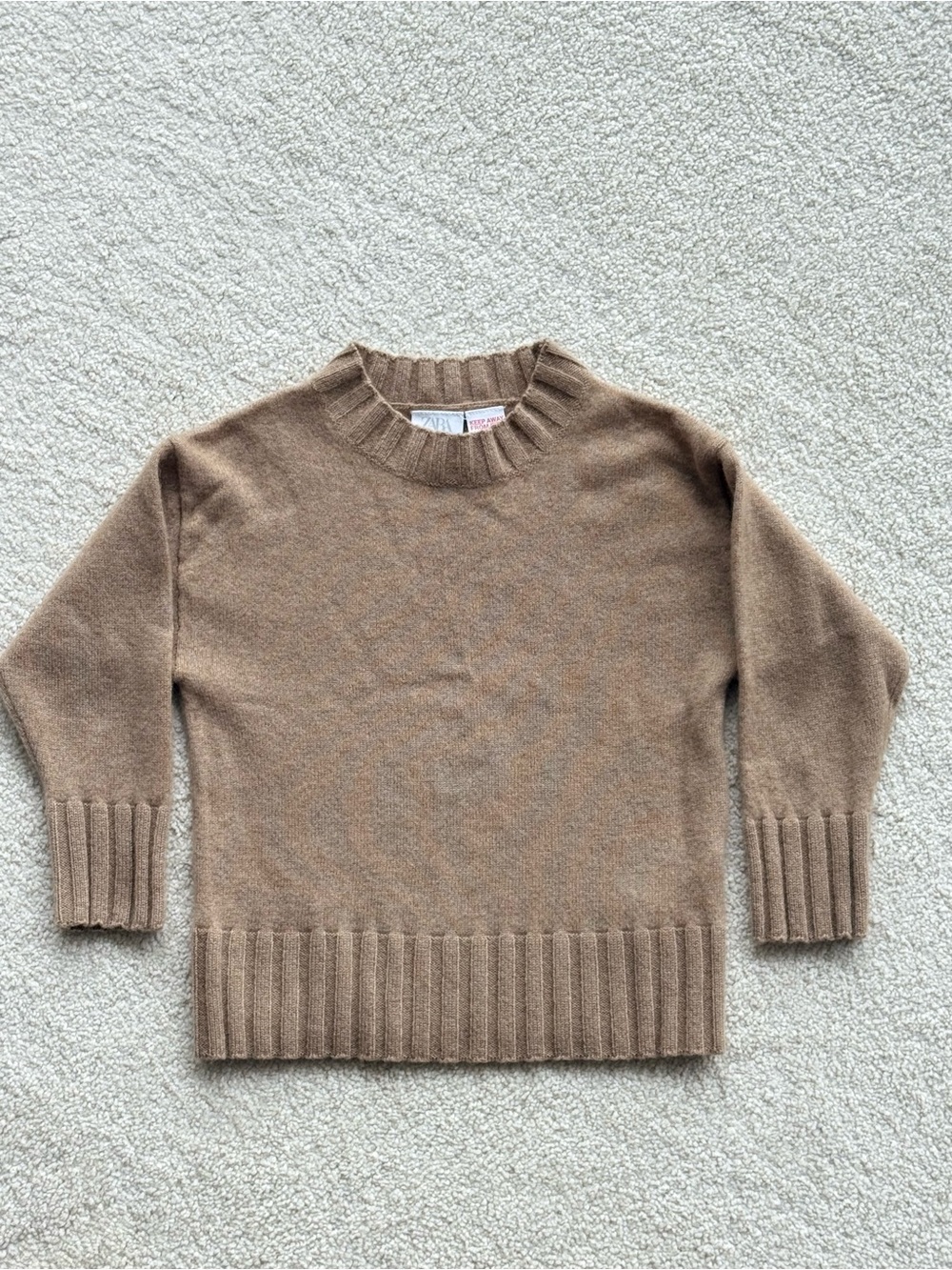 Zara Kid’s Beige Crewneck Cashmere Sweater